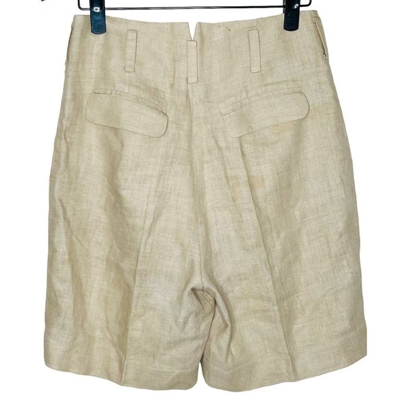 Vintage High Rise Linen Bermuda Shorts Pleated 10 - Picture 3 of 8